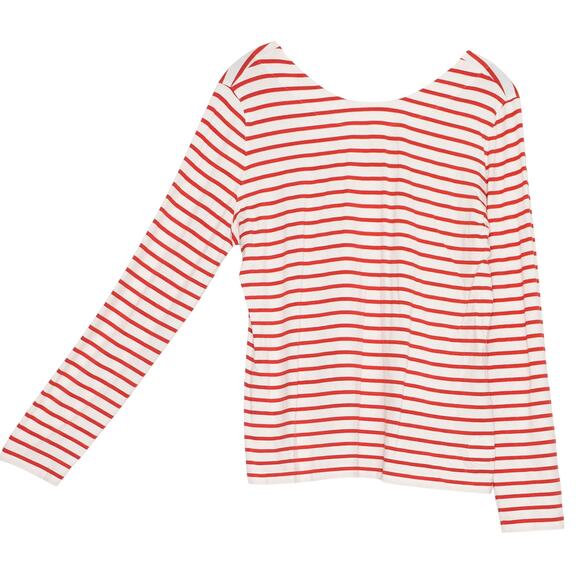 Akris Punto Top French Girl Nautical Preppy Coastal Classic Stripe Red Cream 14 - Picture 5 of 6